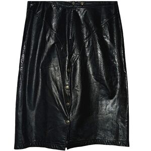 Casey Park Vintage Leather Skirt Black